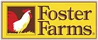 Logo of Foster Farms featuring a stylized rooster on a yellow background.